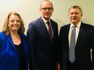 In Dublin for meetings on Brexit negotiations. Pictured with SDLP colleague, Sinéad Bradley MLA, and Tánaiste and Minister for Foreign Affairs, Simon Coveney TD. December 2017.